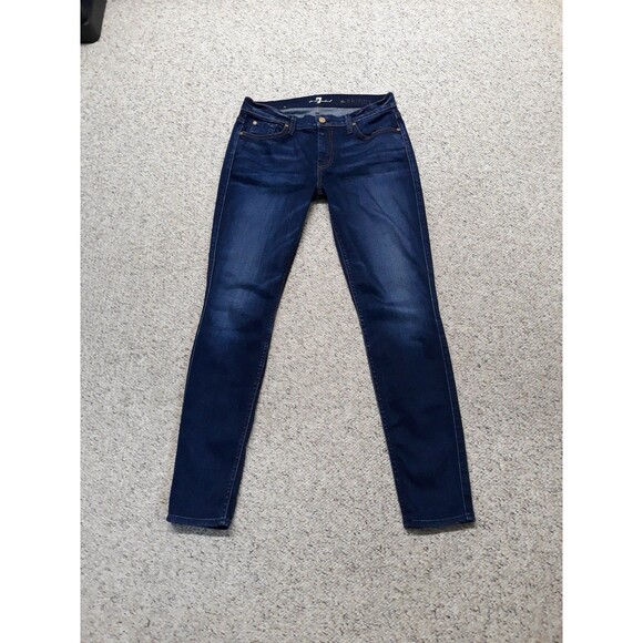 30  7 For All Mankind Midrise The Skinny Dark Wash - Picture 2 of 9